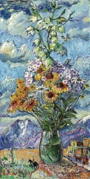 Modern Decor Flowers Painting - bouquet and mountains colorado 1951 modern decor flowers